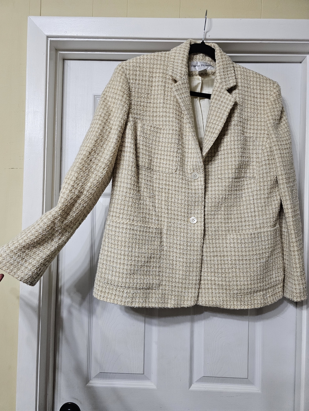 Rena Rowan Cream Textured Tweed Blazer